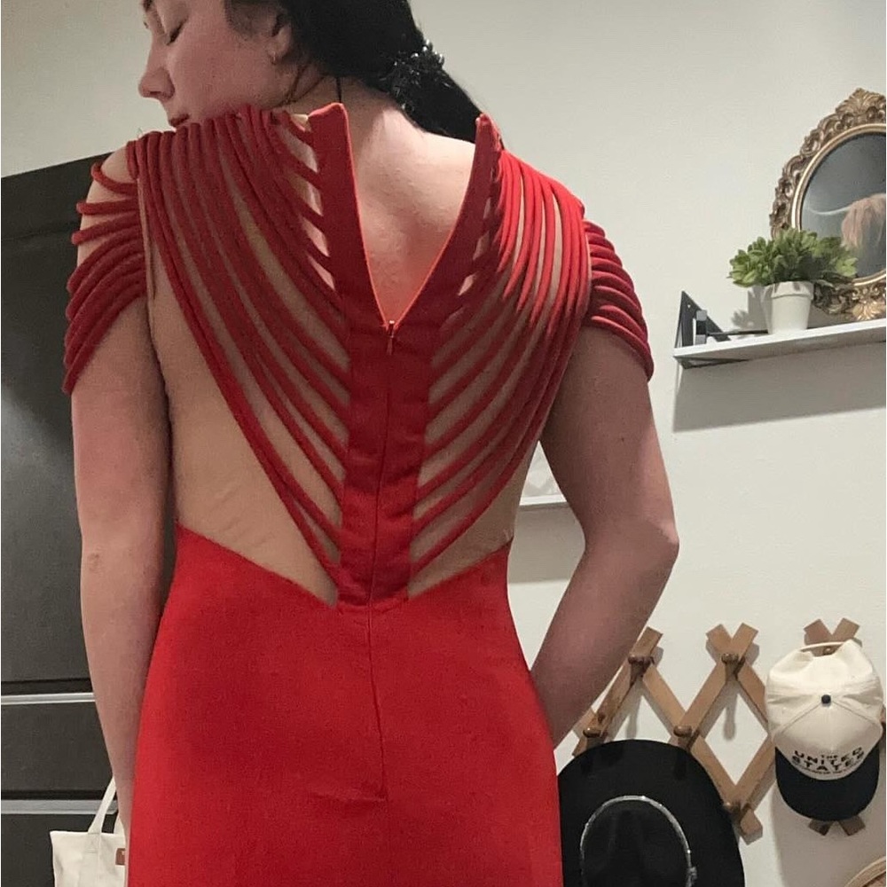Full Length Crepe Red Gown- Size 4